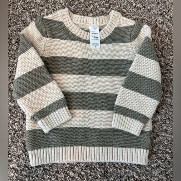 Carter's Green and Cream Striped Sweater - Picture 1 of 1